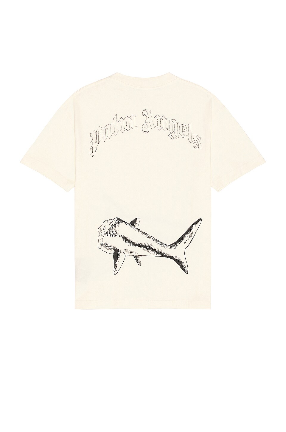 Palm Angels Broken Shark Classic Tee in Butter Black