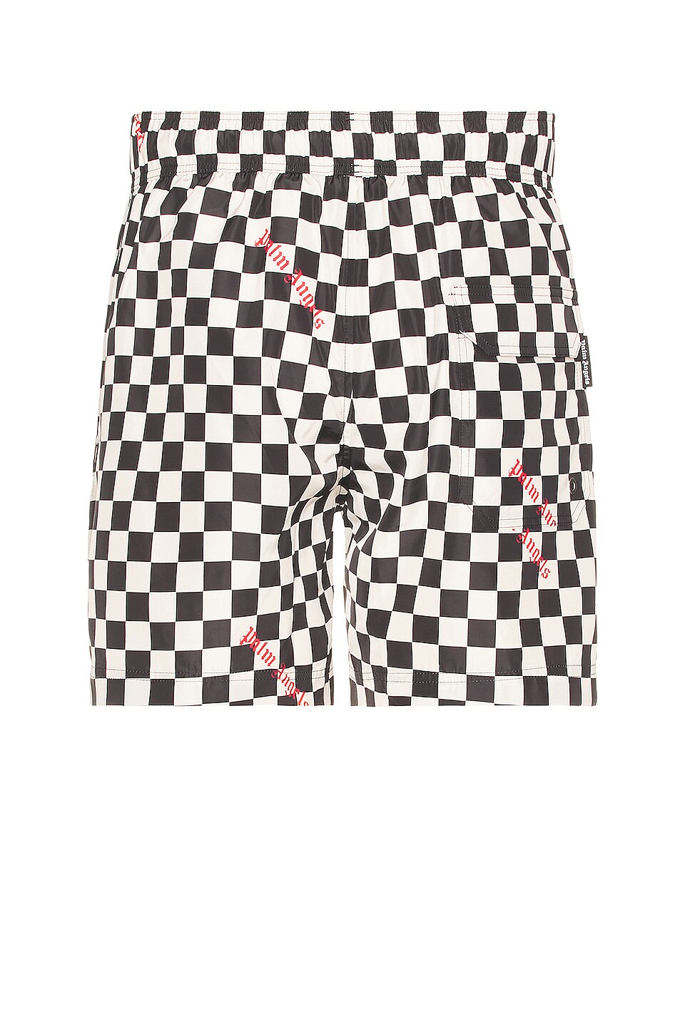 Palm Angels Damier Print Swimshort in Black & Red