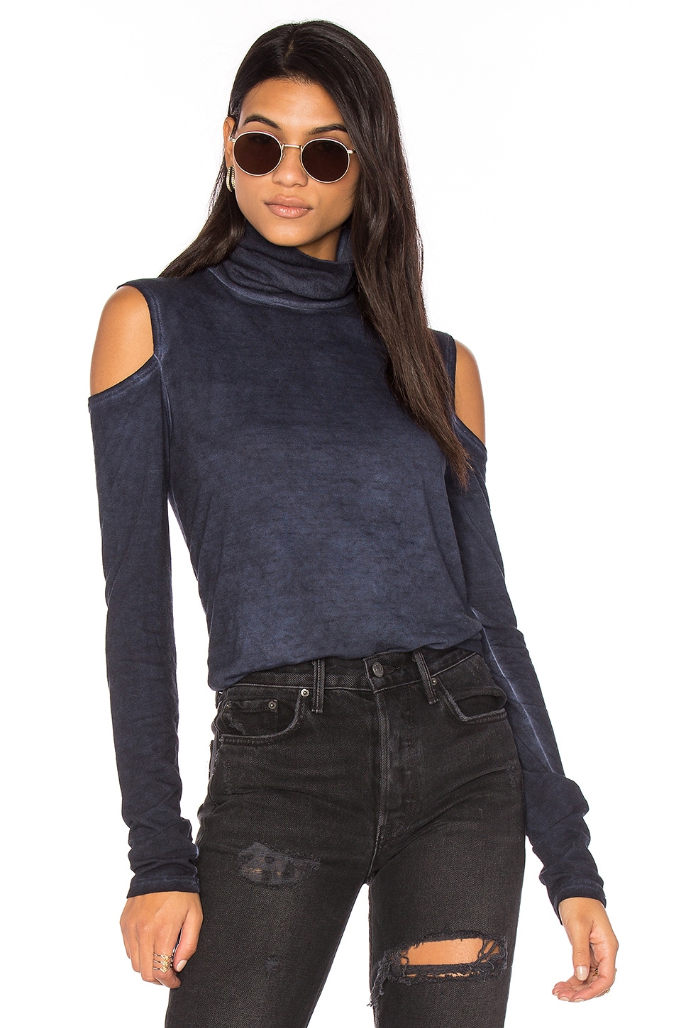 cold shoulder turtleneck top