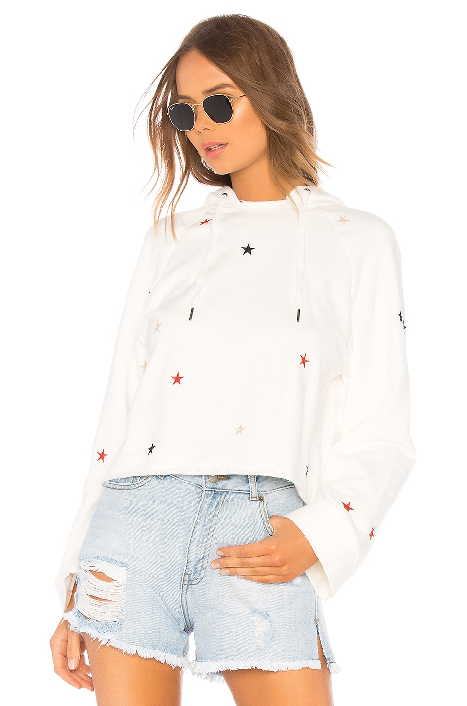 Pam + Gela Crop Hoodie Sweatshirt With Stars
