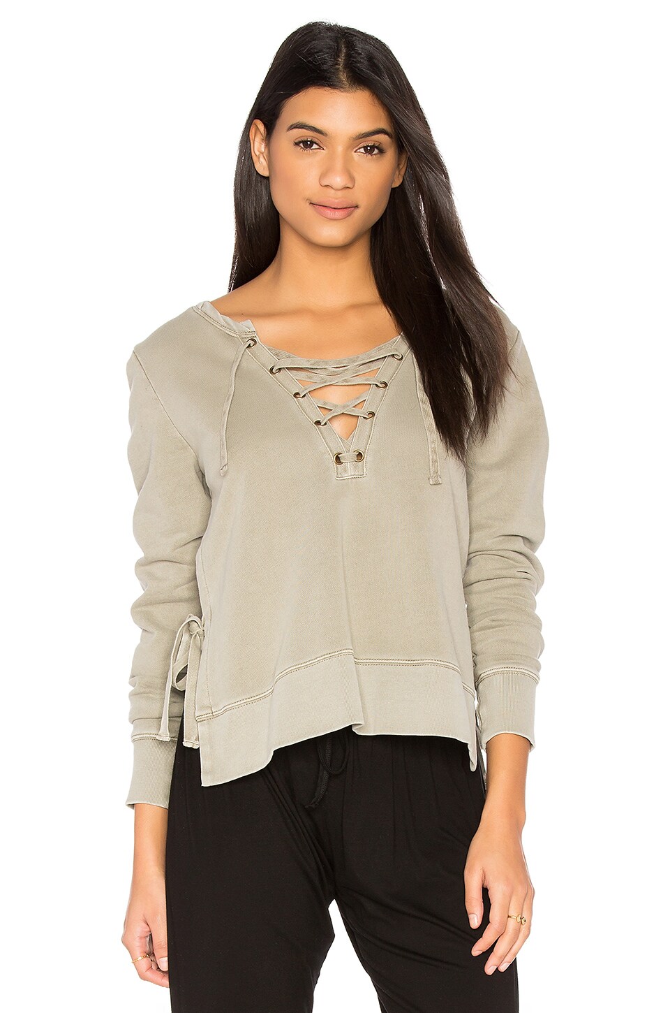 side lace up sweatshirt