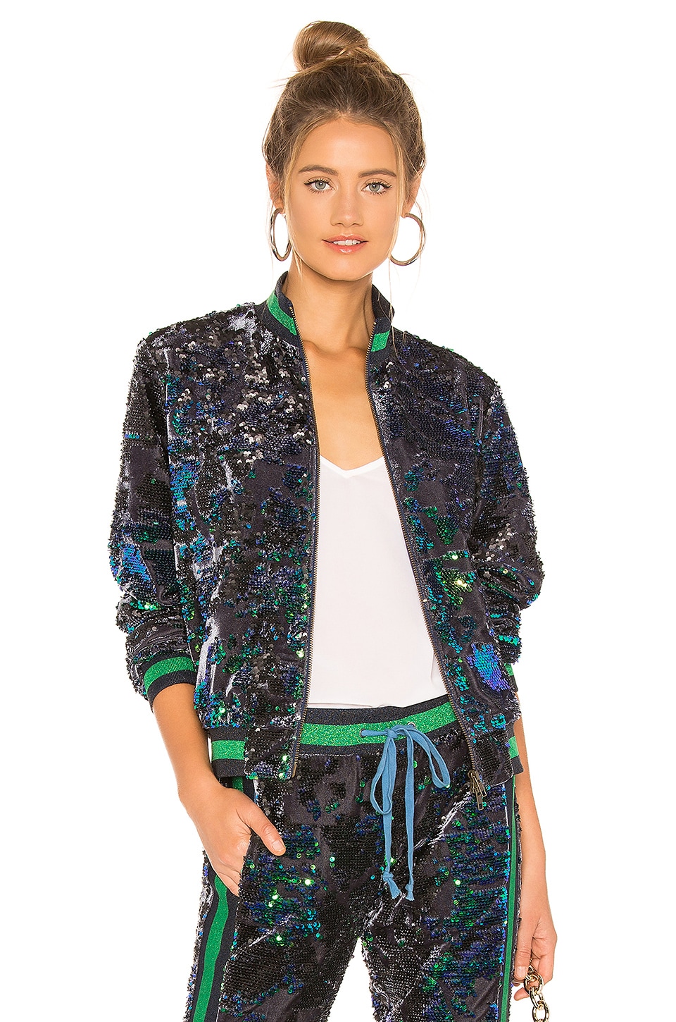 Pam \u0026 Gela Sequin Velour Track Jacket 
