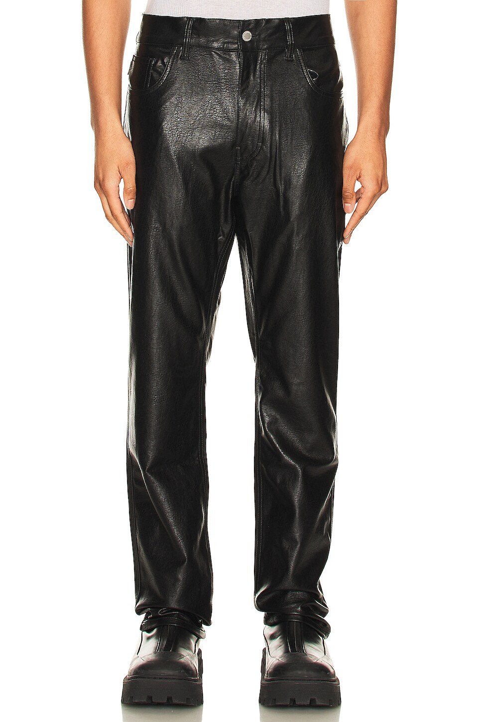 Pleasures Vegan Leather 5 Pocket Pant in Black