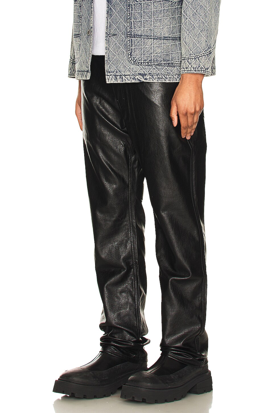 Pleasures Vegan Leather 5 Pocket Pant in Black