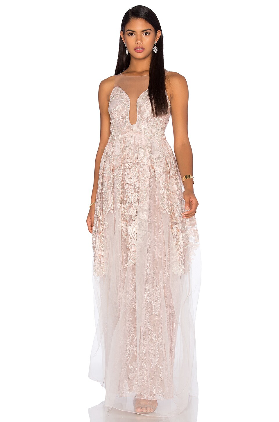 Patricia Bonaldi Embellished Tulle Gown in Blush