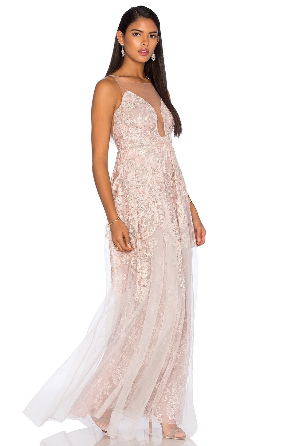 Patricia Bonaldi Embellished Tulle Gown in Blush
