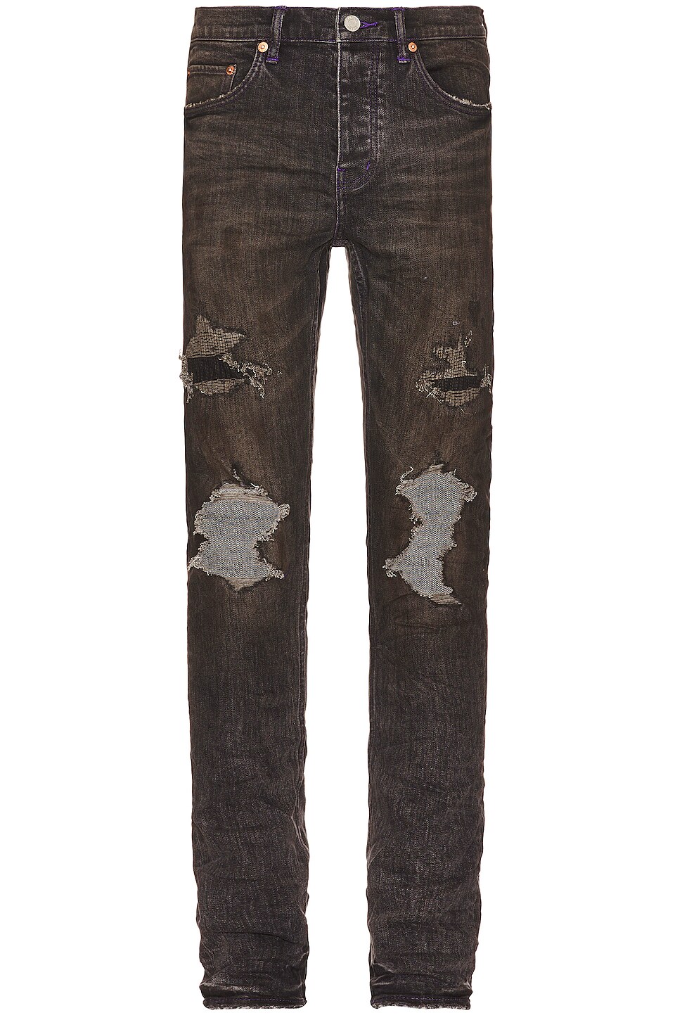 Purple Brand Big Knee Blowouts Pant in Black