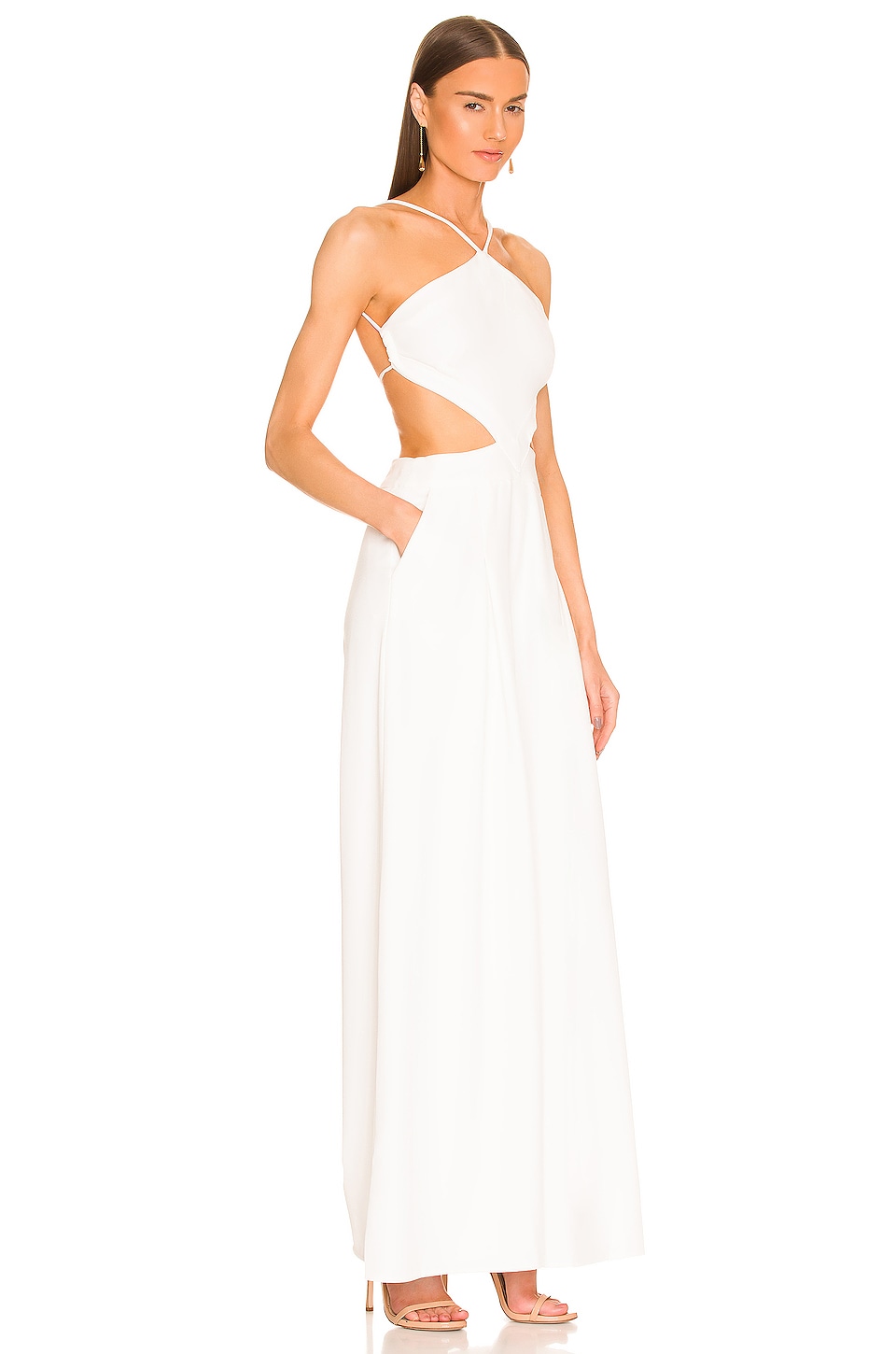 PatBO Halter Neck Cutout Jumpsuit in White