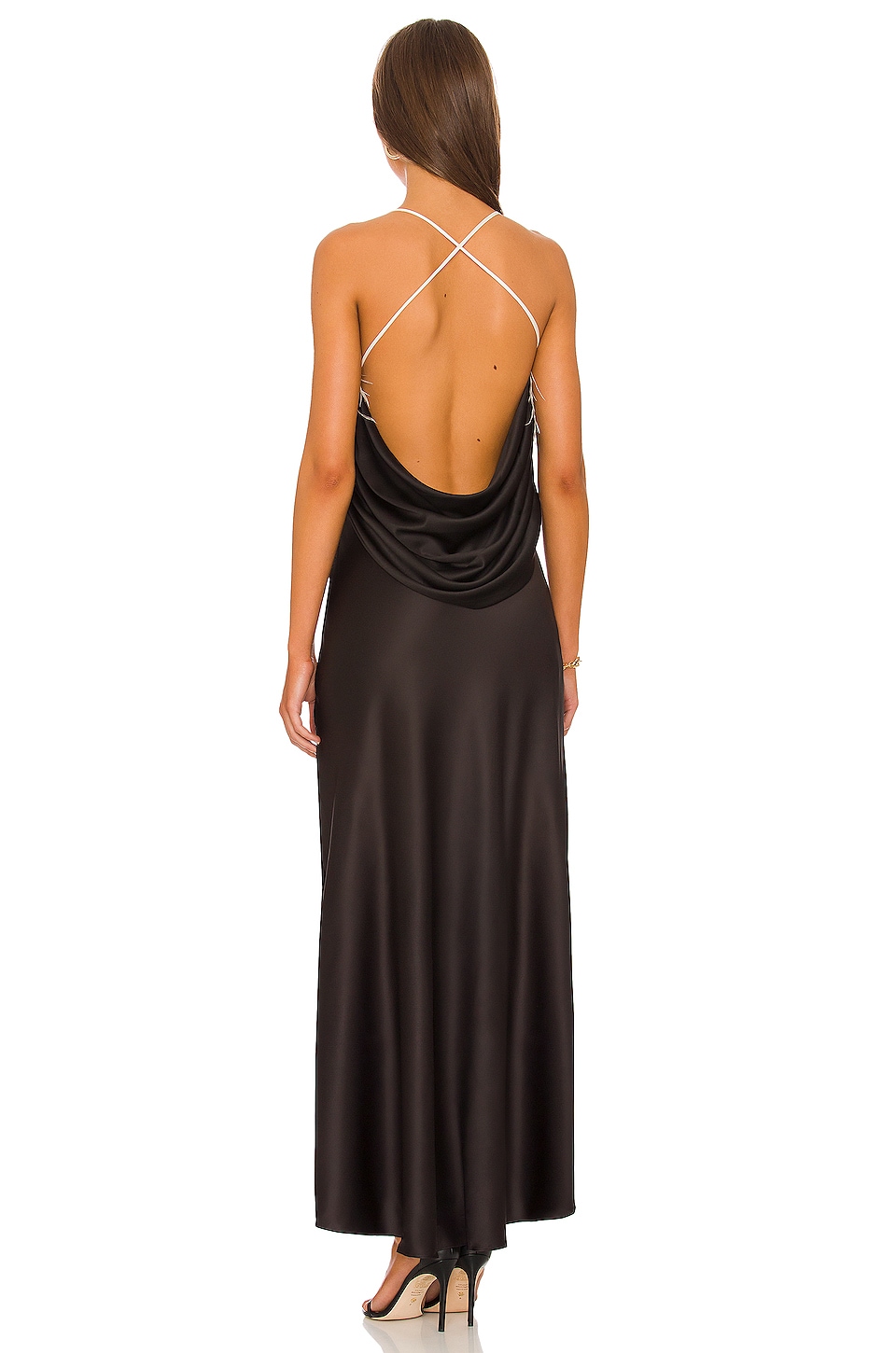 PatBO Feather Trim Midi Slip Dress in Black REVOLVE