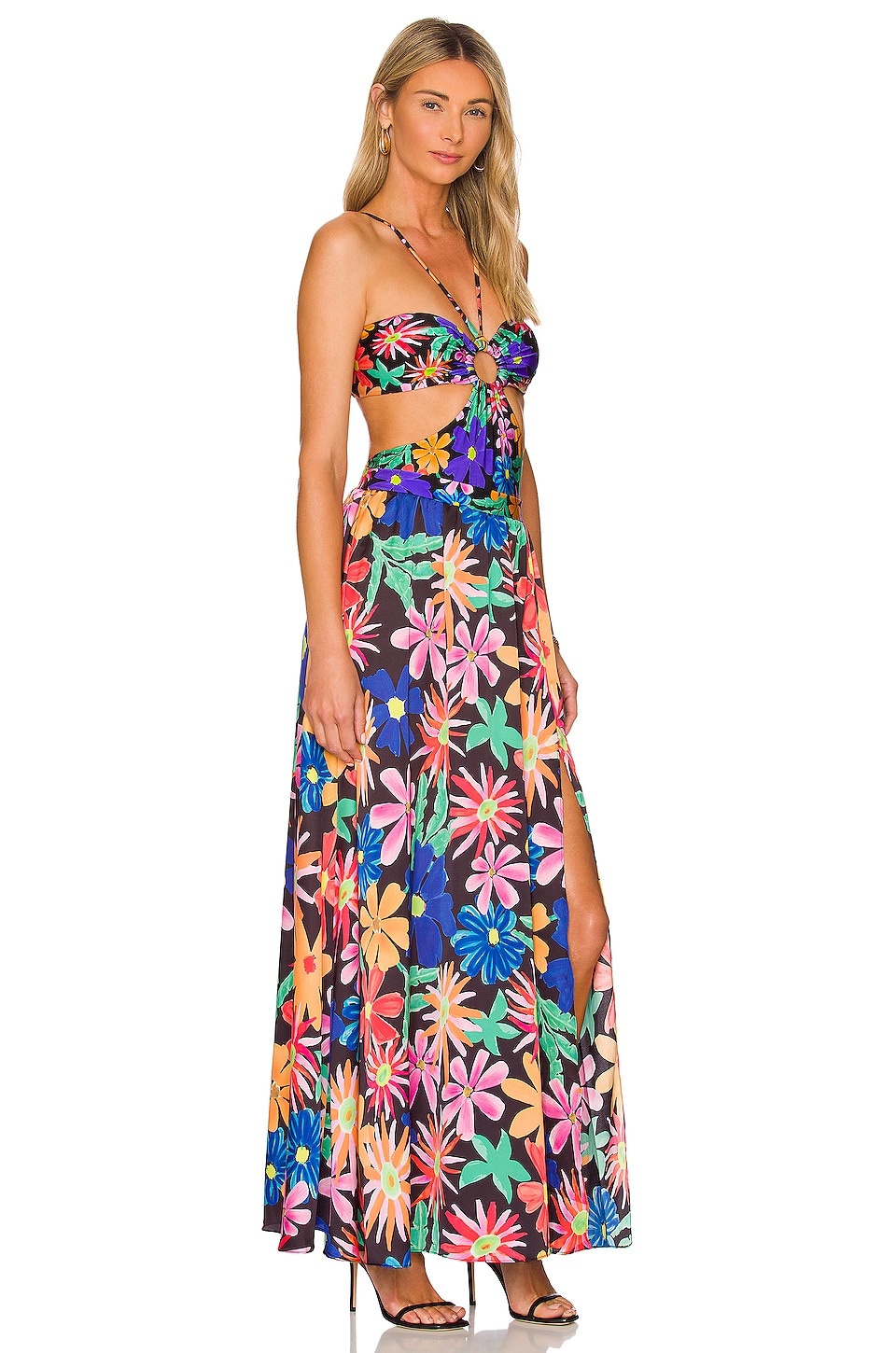 PatBO Aster Halterneck Beach Dress in Black