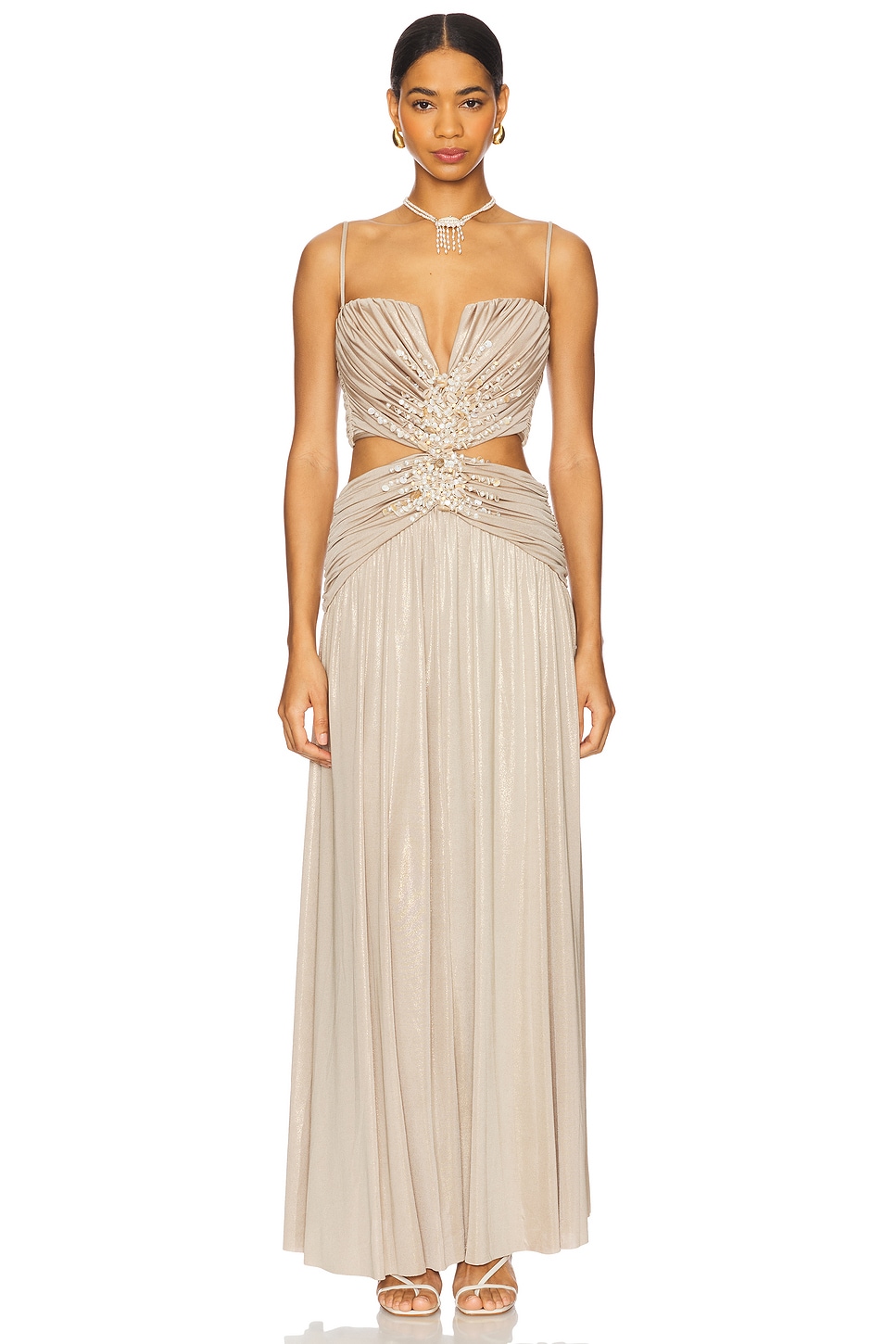 corset beige dress Matte Satin Sculpted Bodice Corset Dress