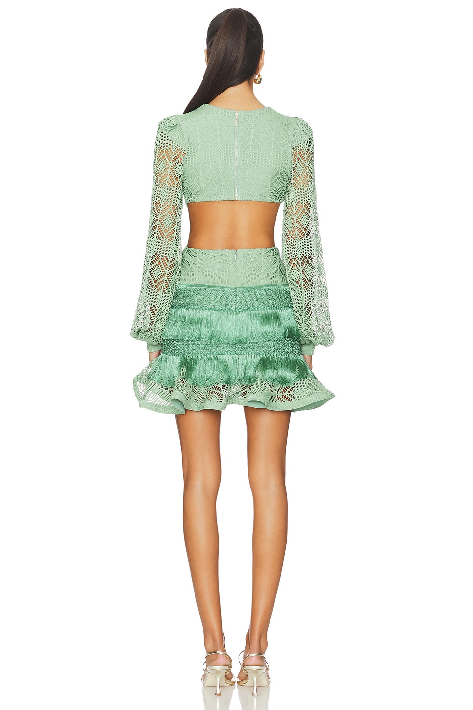 PatBO Samba Fringe Long Sleeve Mini Dress