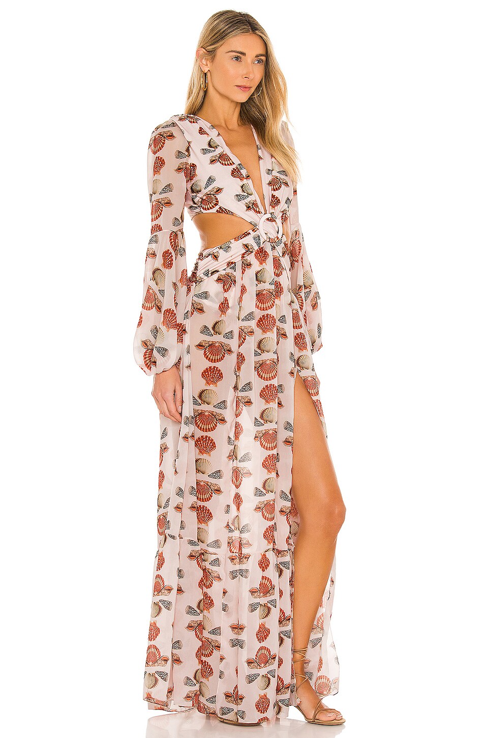 PatBO Seashell Long Sleeve Beach Dress in Cream REVOLVE