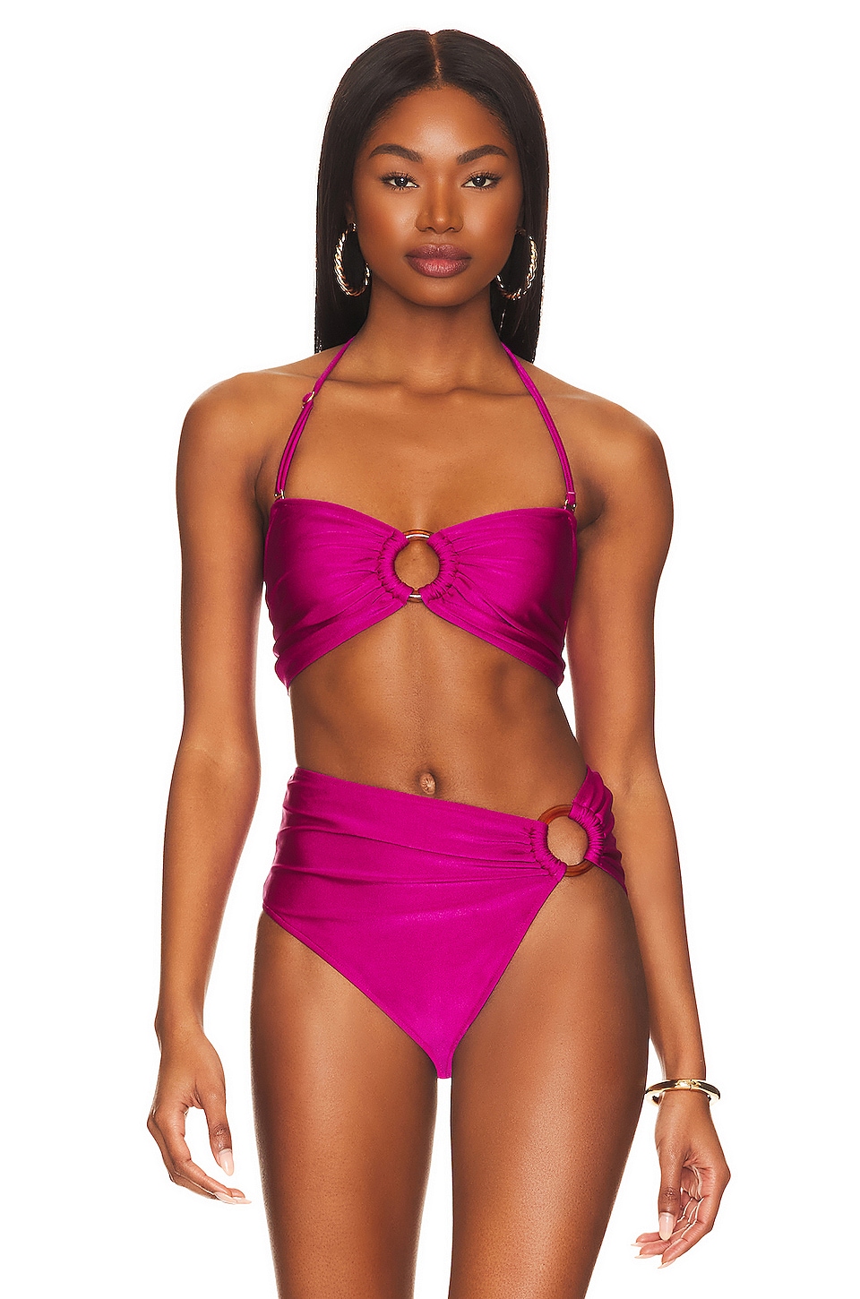 Beach Bunny Lexi Glitter Bralette Bikini Top in Neon Pink