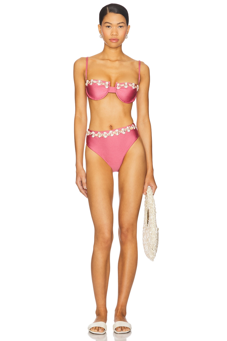 PatBO Seashell Lycra Embroidered Bikini Bottom