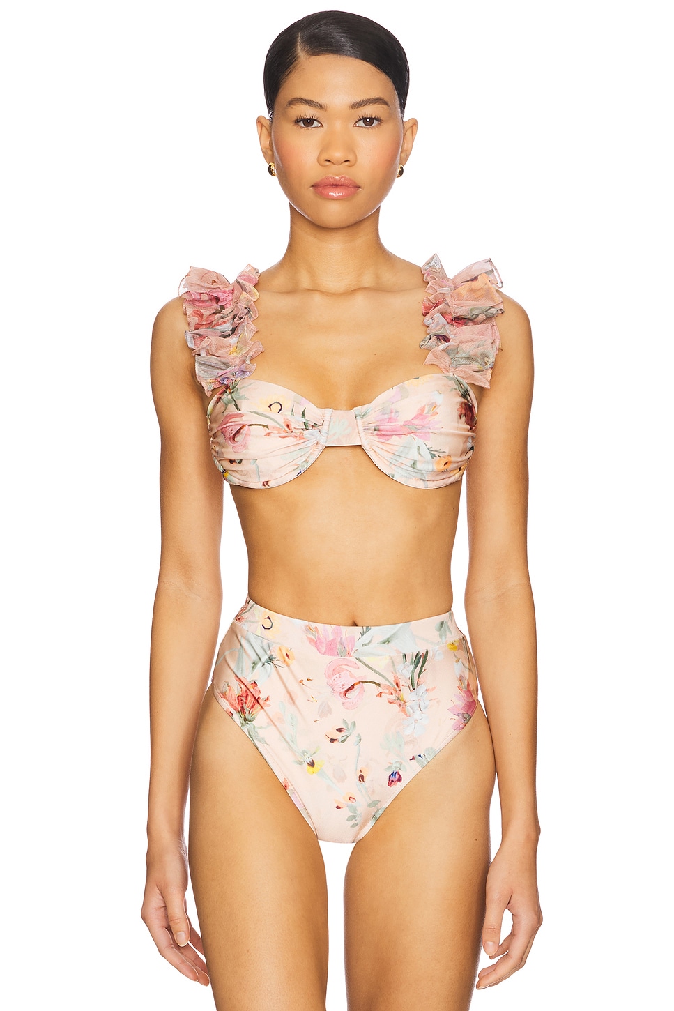 Lily Flower Flutter Sleeve Bikini Top