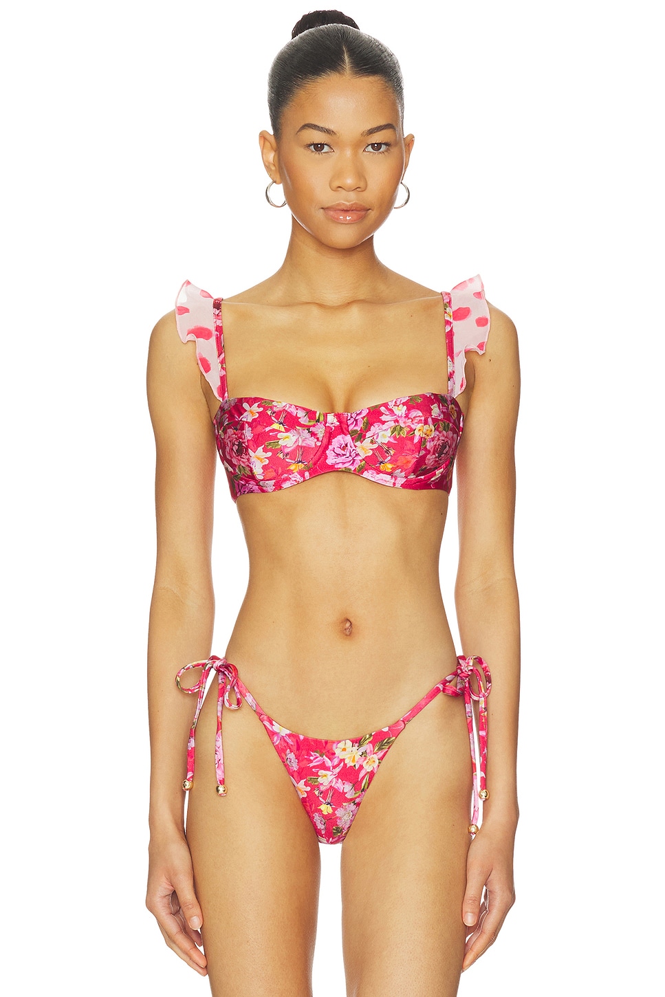 Peony Print Bikini Top