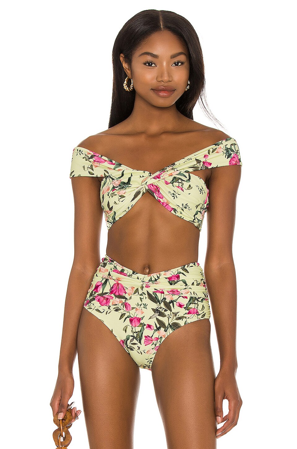 PatBO Tula Off The Shoulder Bikini Top in Lemon 