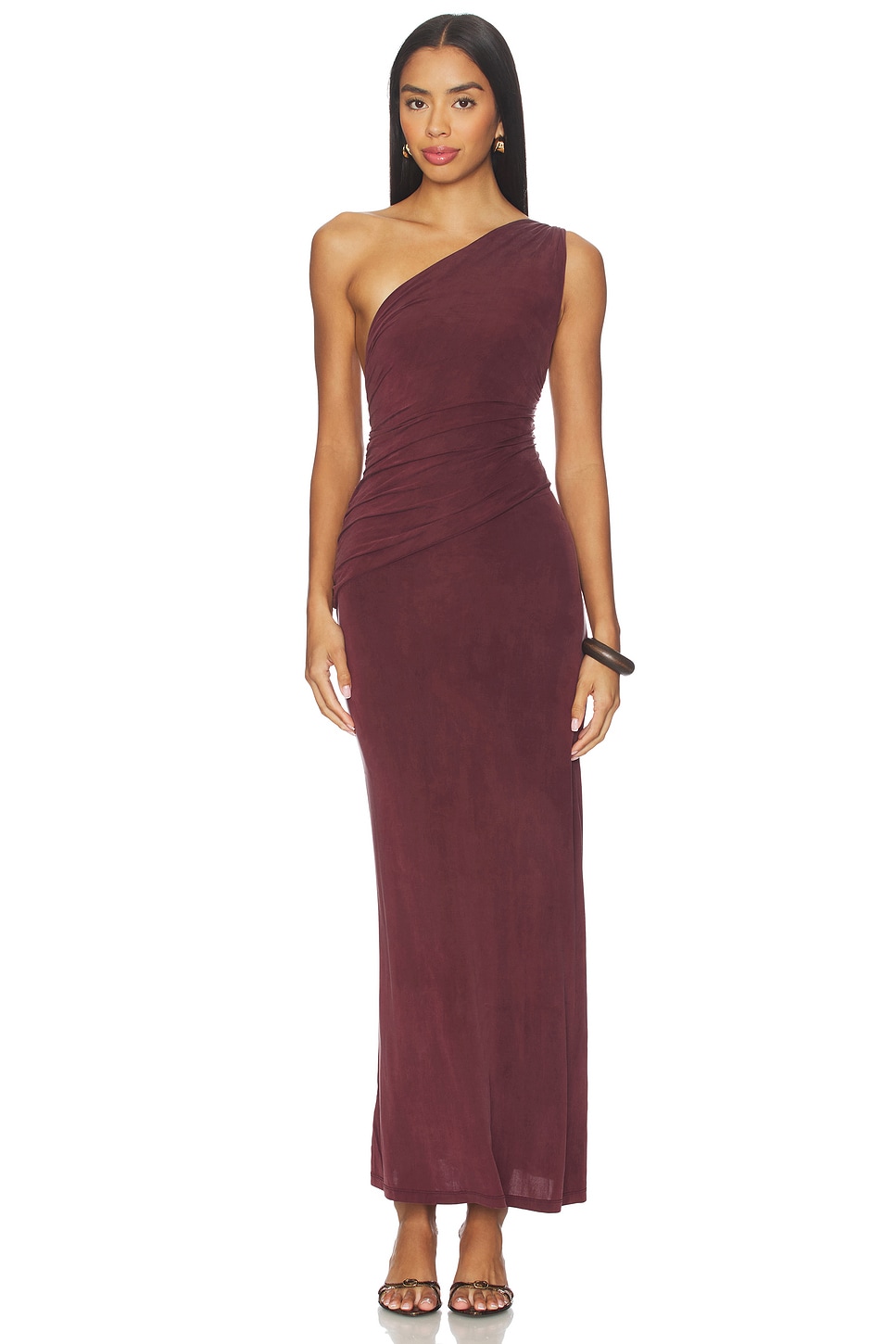 Peachy Den Amelia One Shoulder Maxi Dress