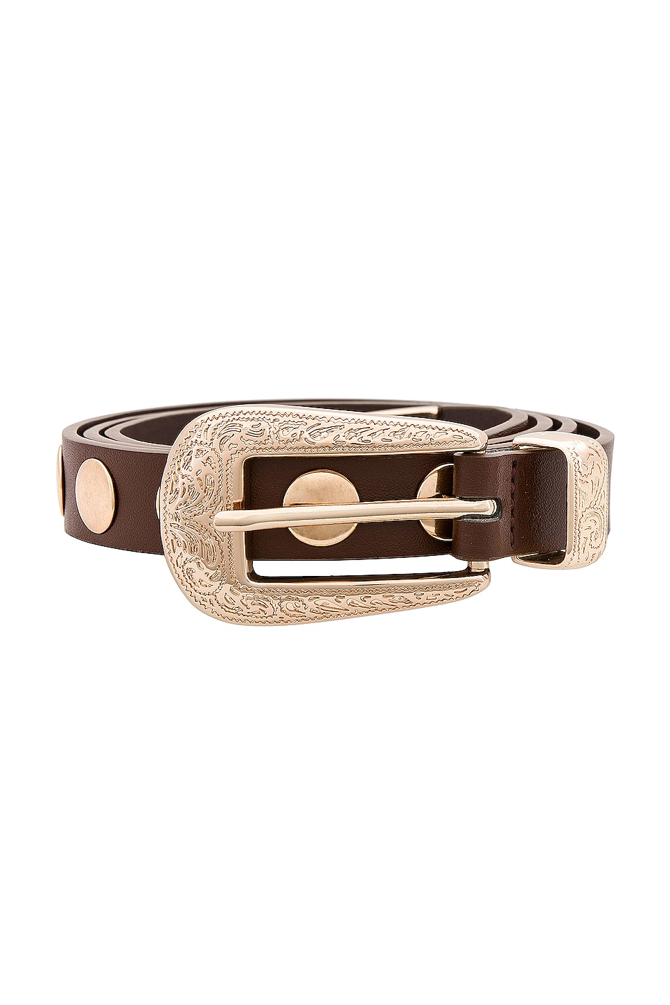 小物 BEP HEART STUDS BELT BROWN petit moments Phoenix Belt With Disc Studs in Brown & Gold