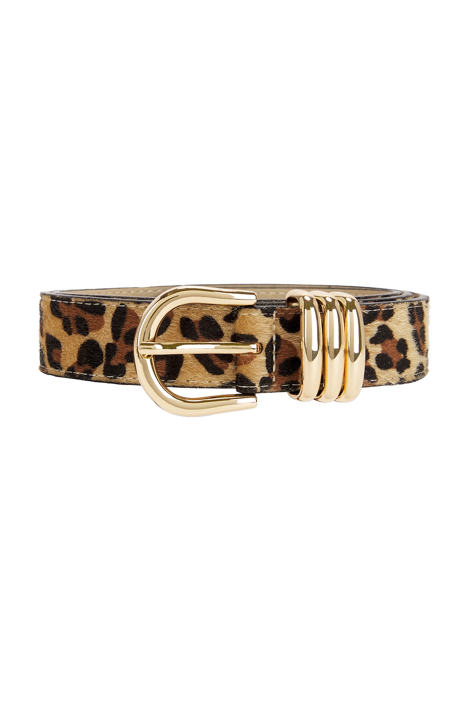 petit moments Polished Faux Fur Belt in Leopard & Gold | REVOLVE