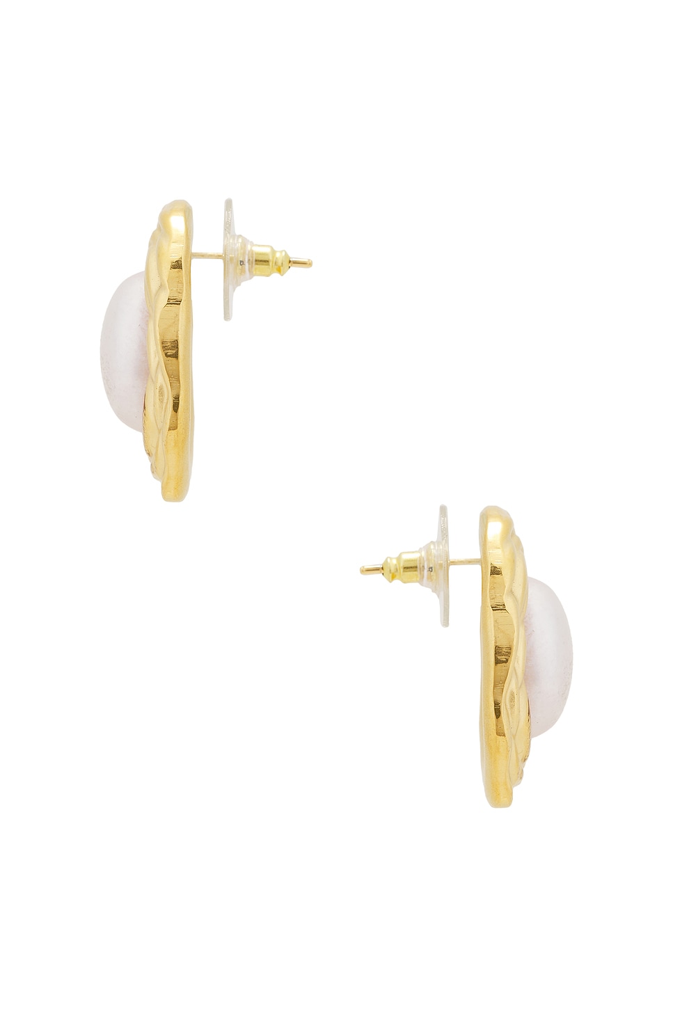 Oval Pearl Stud Earrings