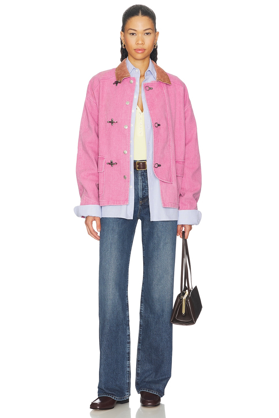 Found Fireman Clasp Cotton Twill Jacket in Washed Pink | REVOLVE