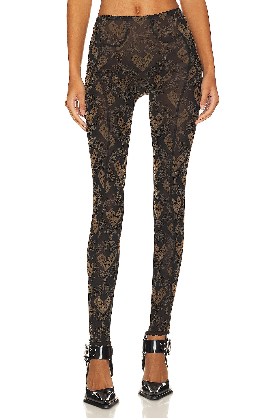 POSTER GIRL Scarlett Leggings Flocked Mesh Leggings in Brown & Black | REVOLVE