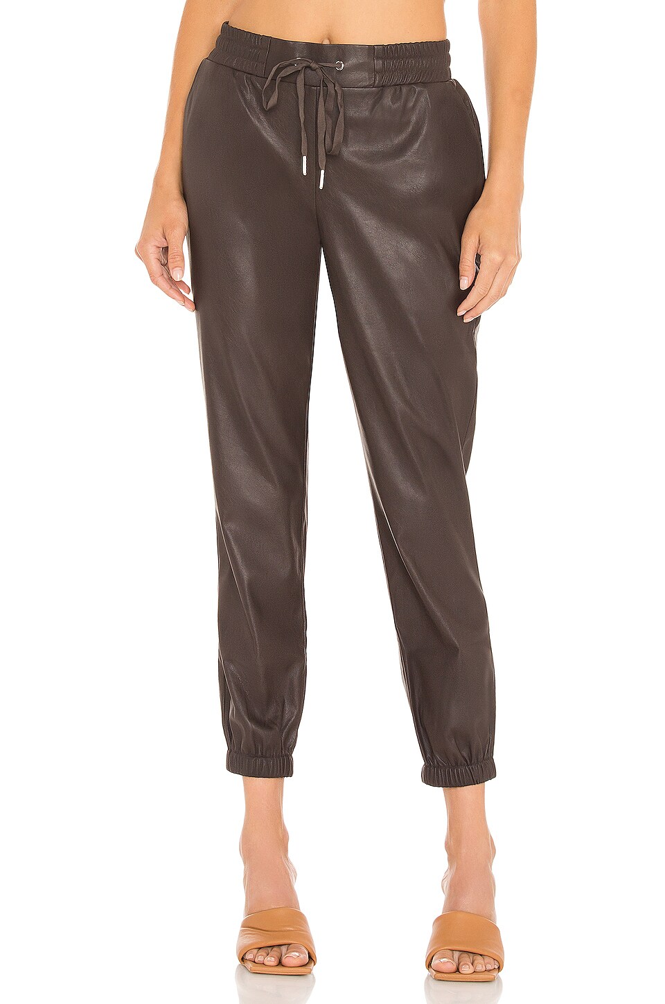 N Philanthropy Scarlett Leather Jogger In Chocolate Revolve