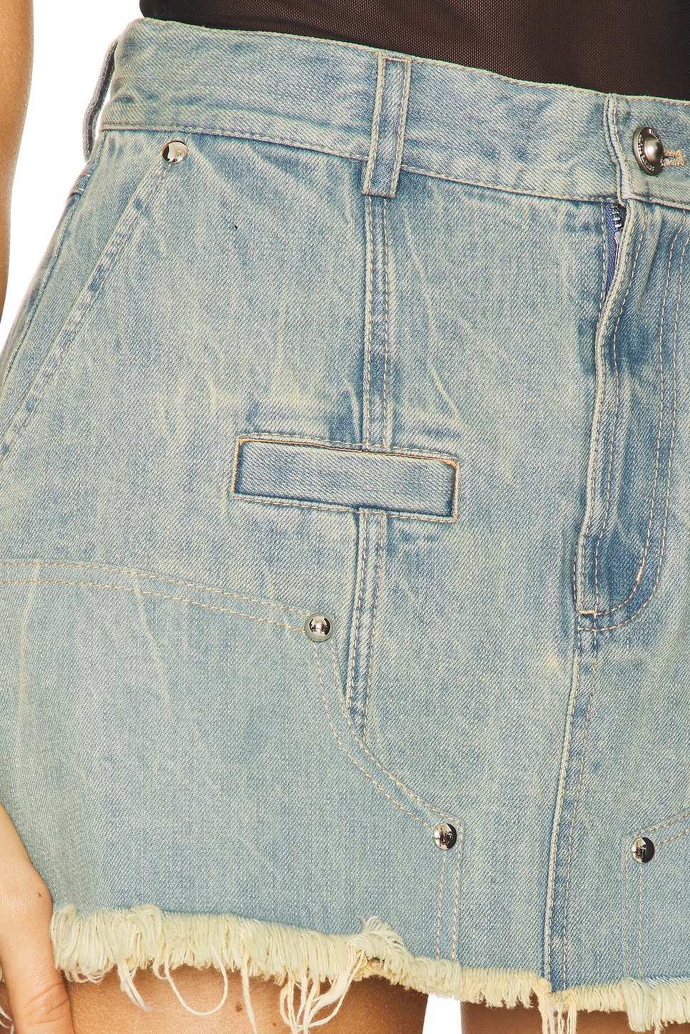Studs Mini Distressed Denim Skirt - Thumbnail 6