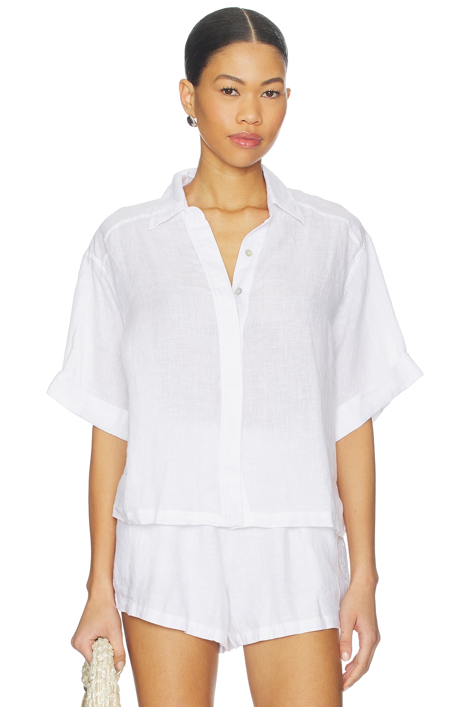 Linen Button Up Top in White