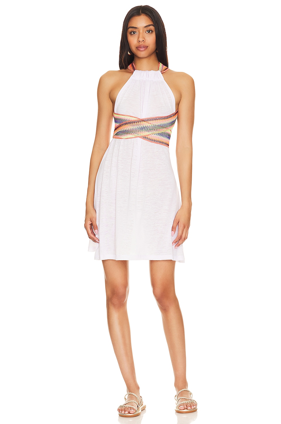 Pitusa X Revolve Inca Crossover Mini Halter Dress in White | REVOLVE