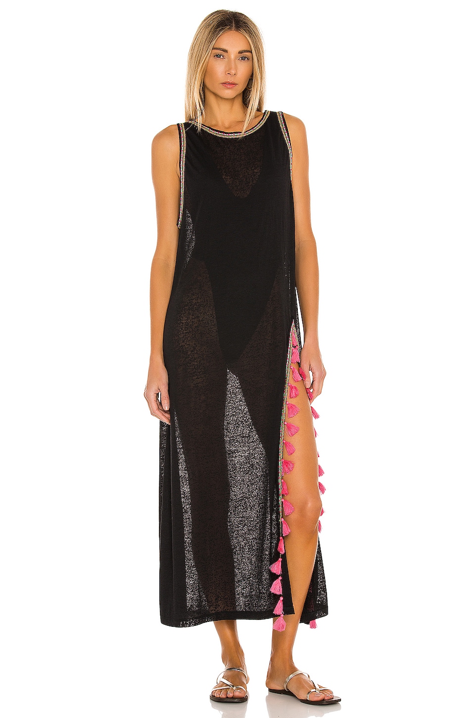 two piece deep back slit tassel