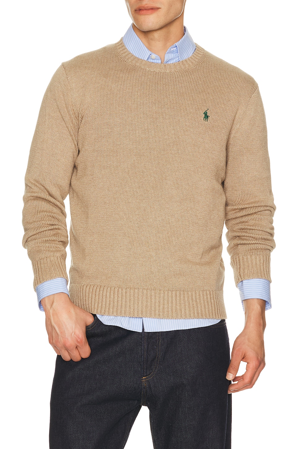 Polo Ralph Lauren Cotton Crewneck Sweater in Bronze Melange | REVOLVE