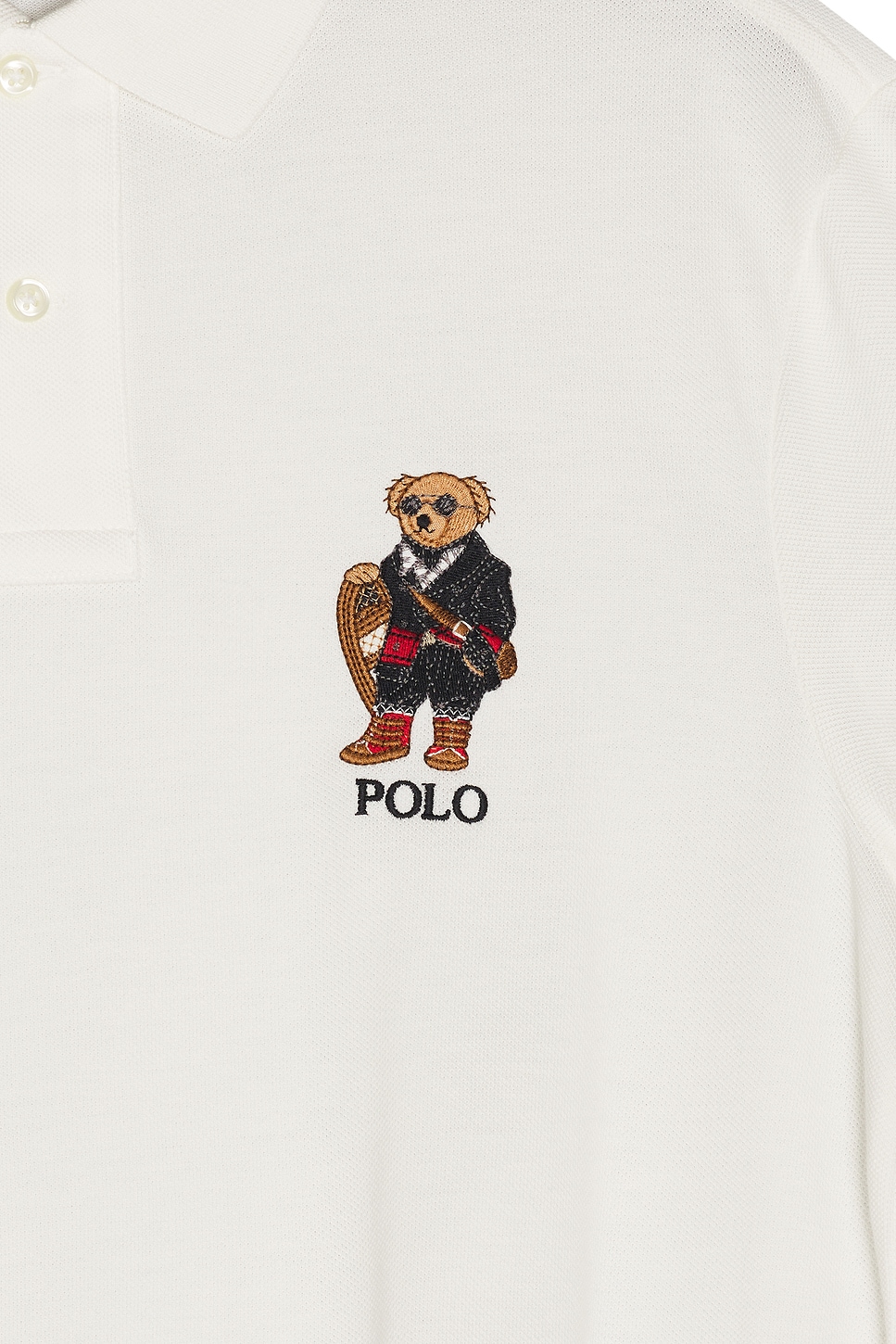 Polo Ralph Lauren Long Sleeve Novelty Holiday Bear Polo in Cream