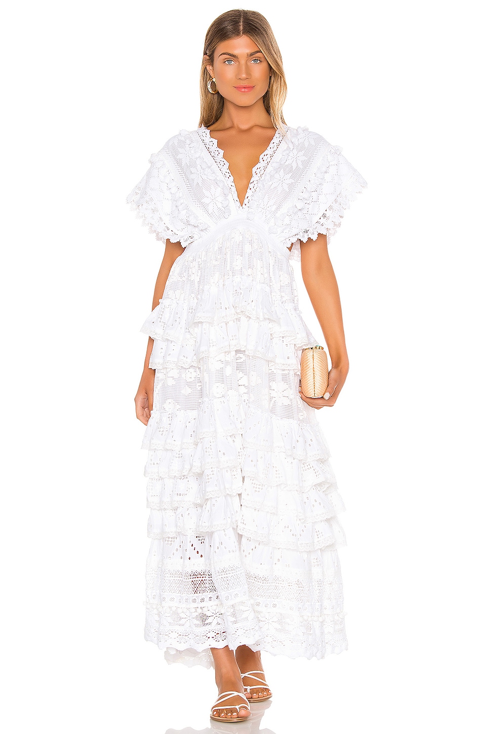 Place Nationale Le Savel Backless Tiered Maxi Dress in White Broderie ...