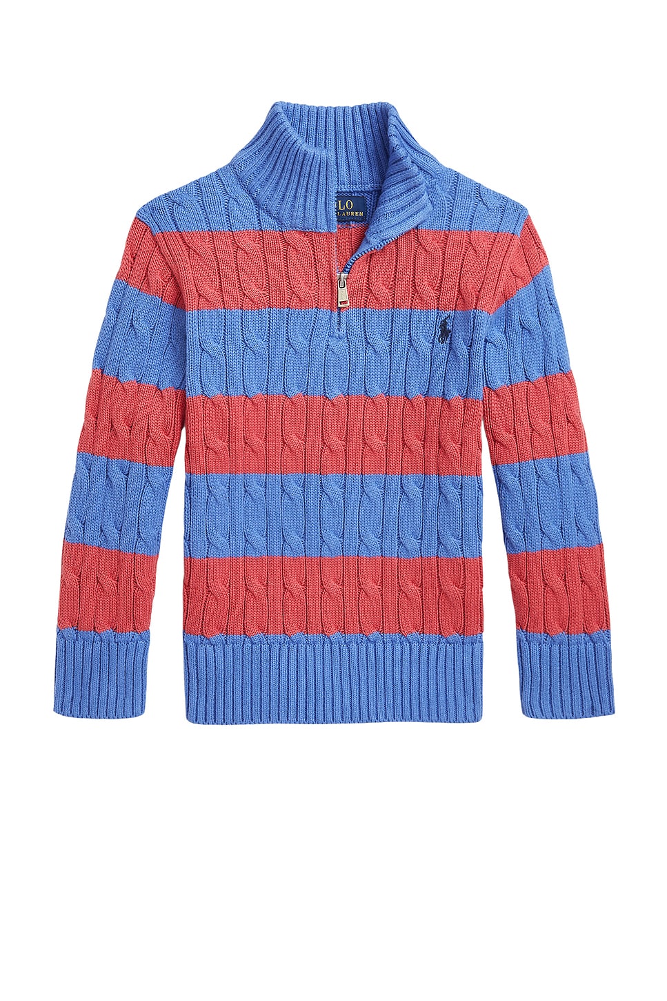 Polo Ralph Lauren ケーブルニットハーフジップストライプ