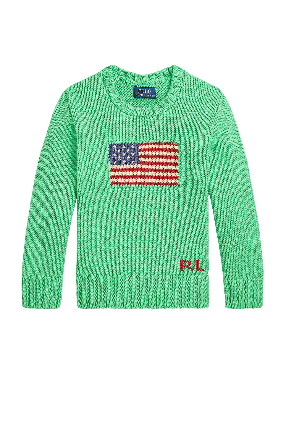 Kids Flag Cotton Crewneck Sweater