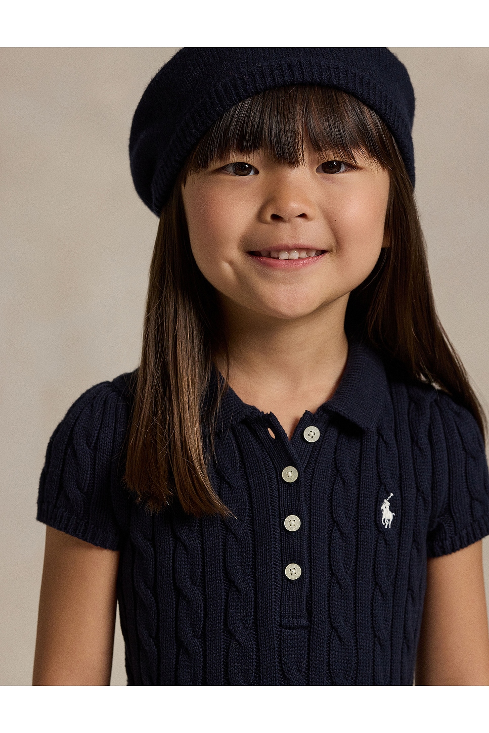 Short Sleeve Cable Knit Polo Dress
