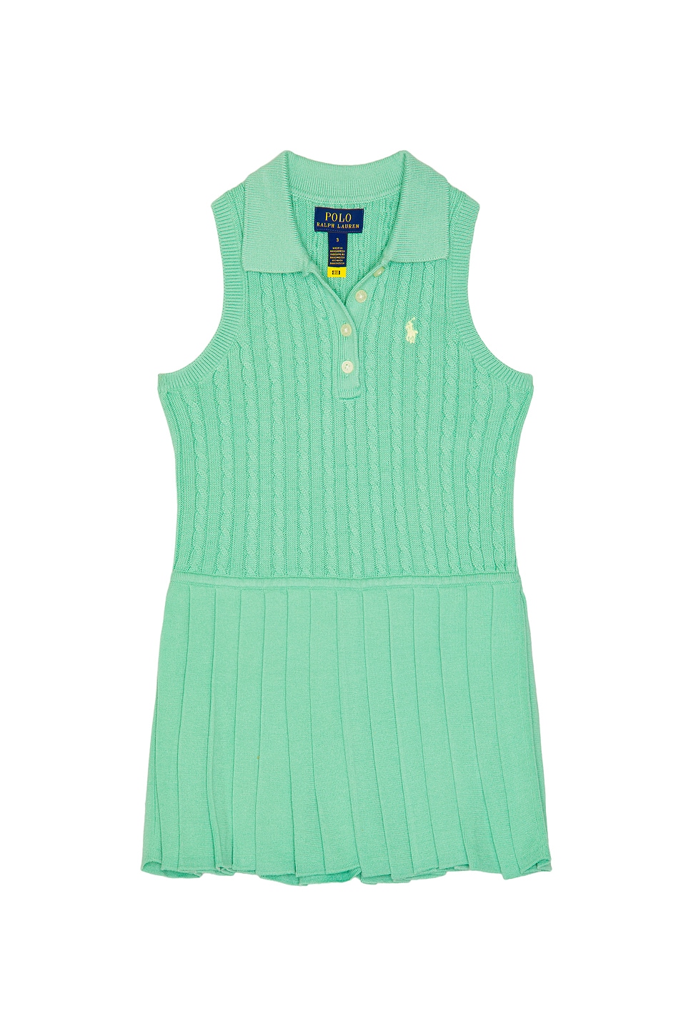 Polo Ralph Lauren Sleeveless Cotton Mini Cable Collared Dress in Celadon |  REVOLVE