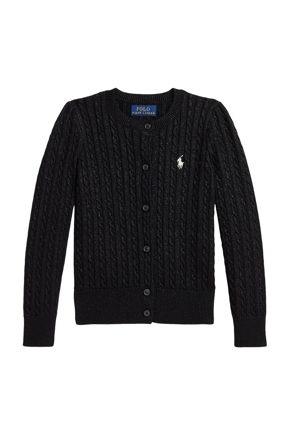Polo Ralph Lauren Long Sleeve Cable Knit Cardigan in Black | REVOLVE