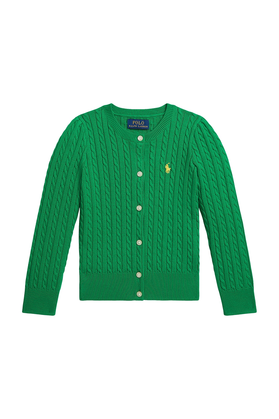 Polo Ralph Lauren Kids Cable Knit Cotton Cardigan in Cruise Green