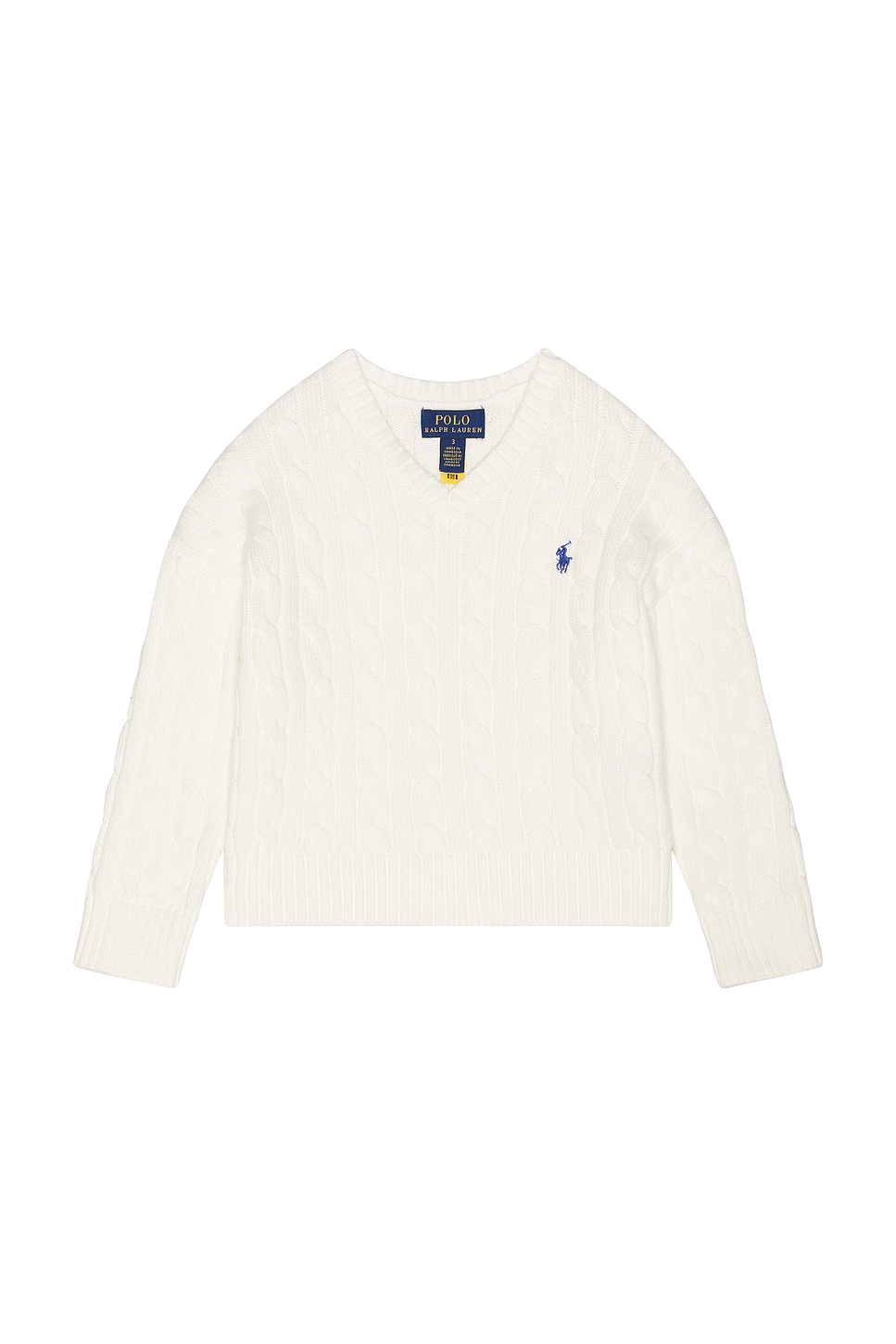 Polo Ralph Lauren Long Sleeve Cotton Cable Knit V Neck Sweater in