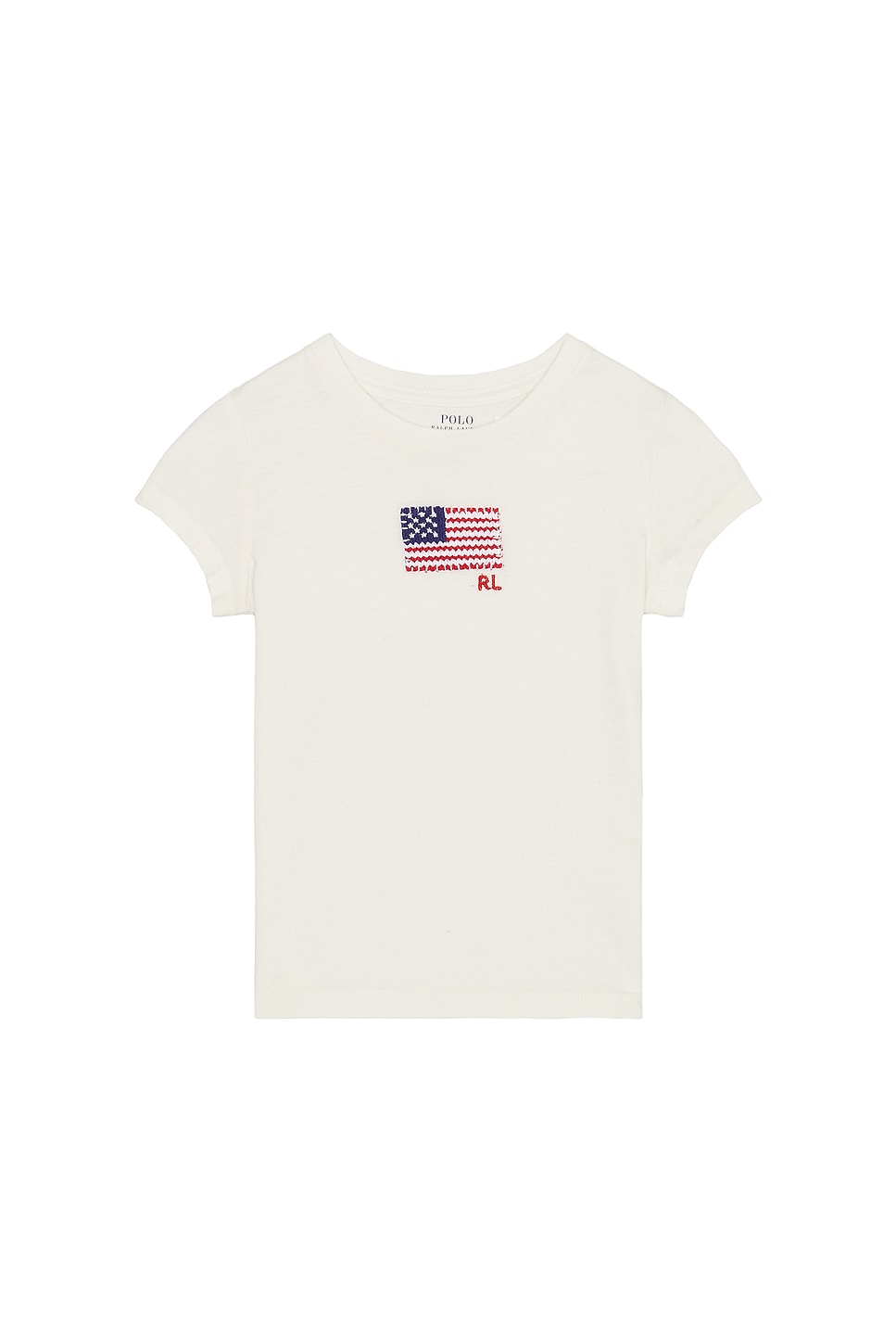 Polo Ralph Lauren CAMISETA DE ALGODÃO DE MANGA CURTA COM BANDEIRA BORDADA  in Nevis | REVOLVE, image size:967x1450