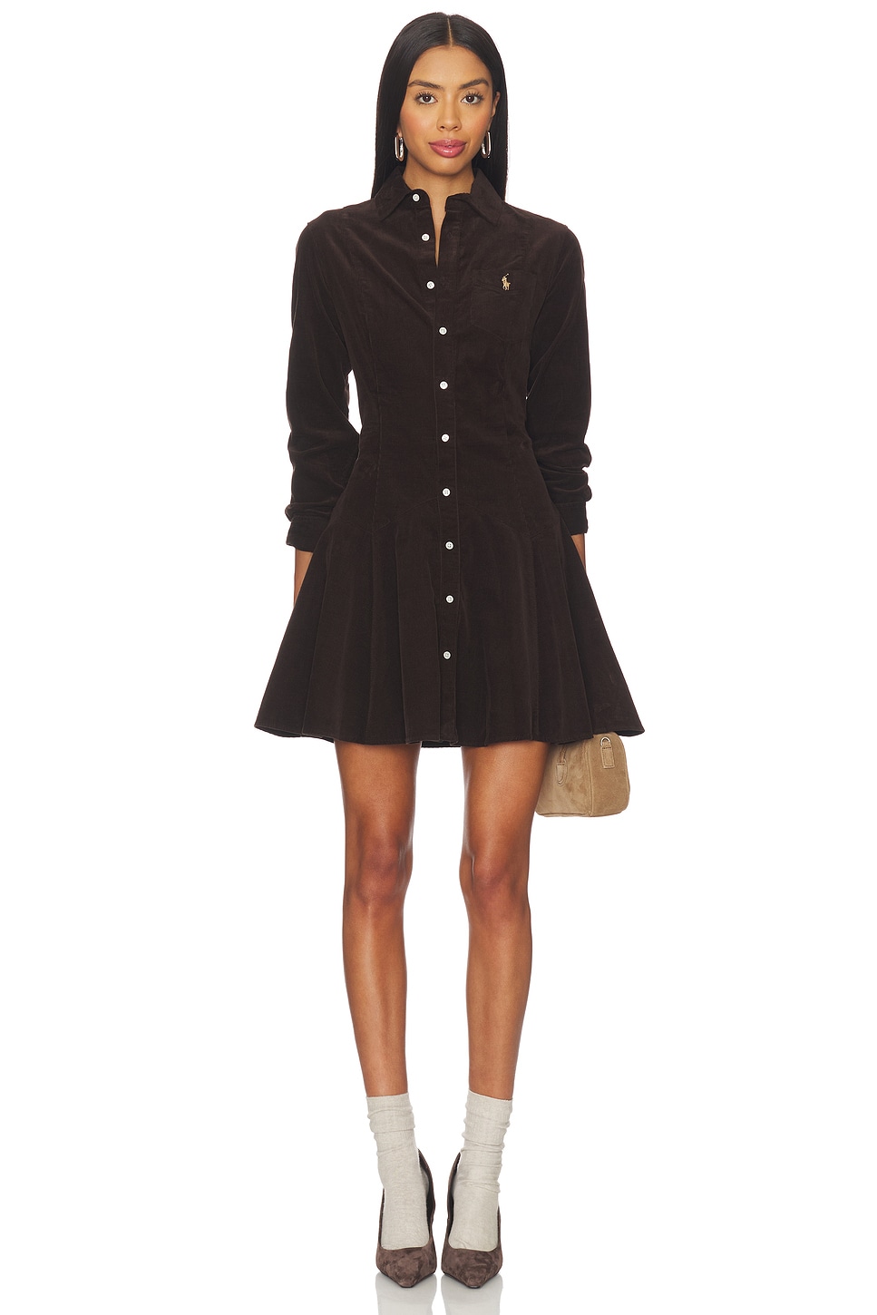 Cotton Corduroy A-line Shirtdress