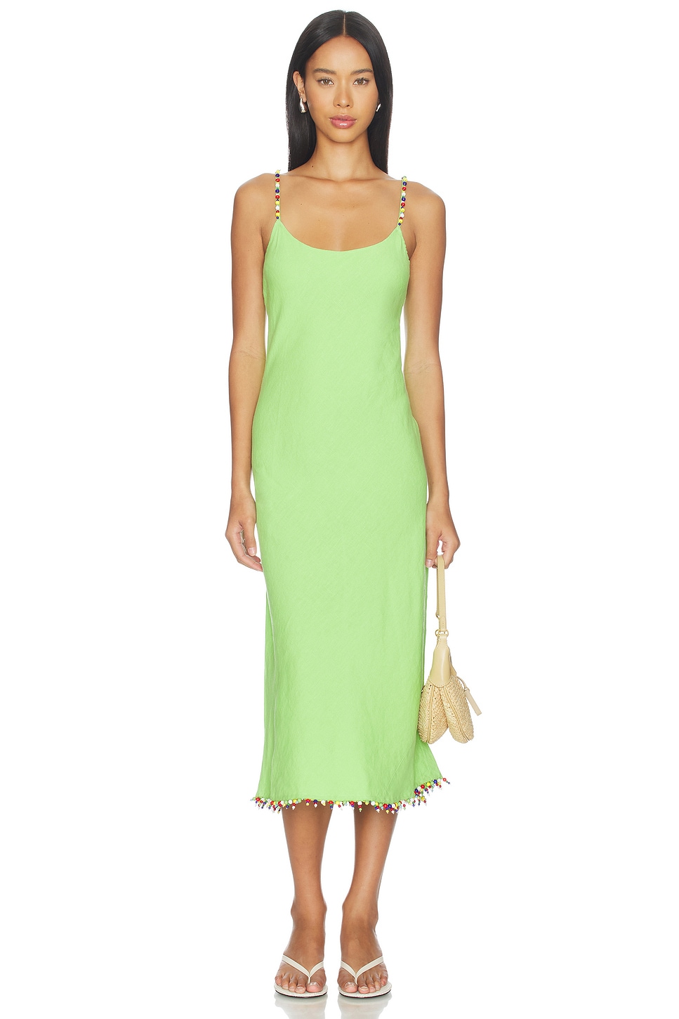 Polo Ralph Lauren Linen Scoop Neck Slip Dress in Green - Size 6