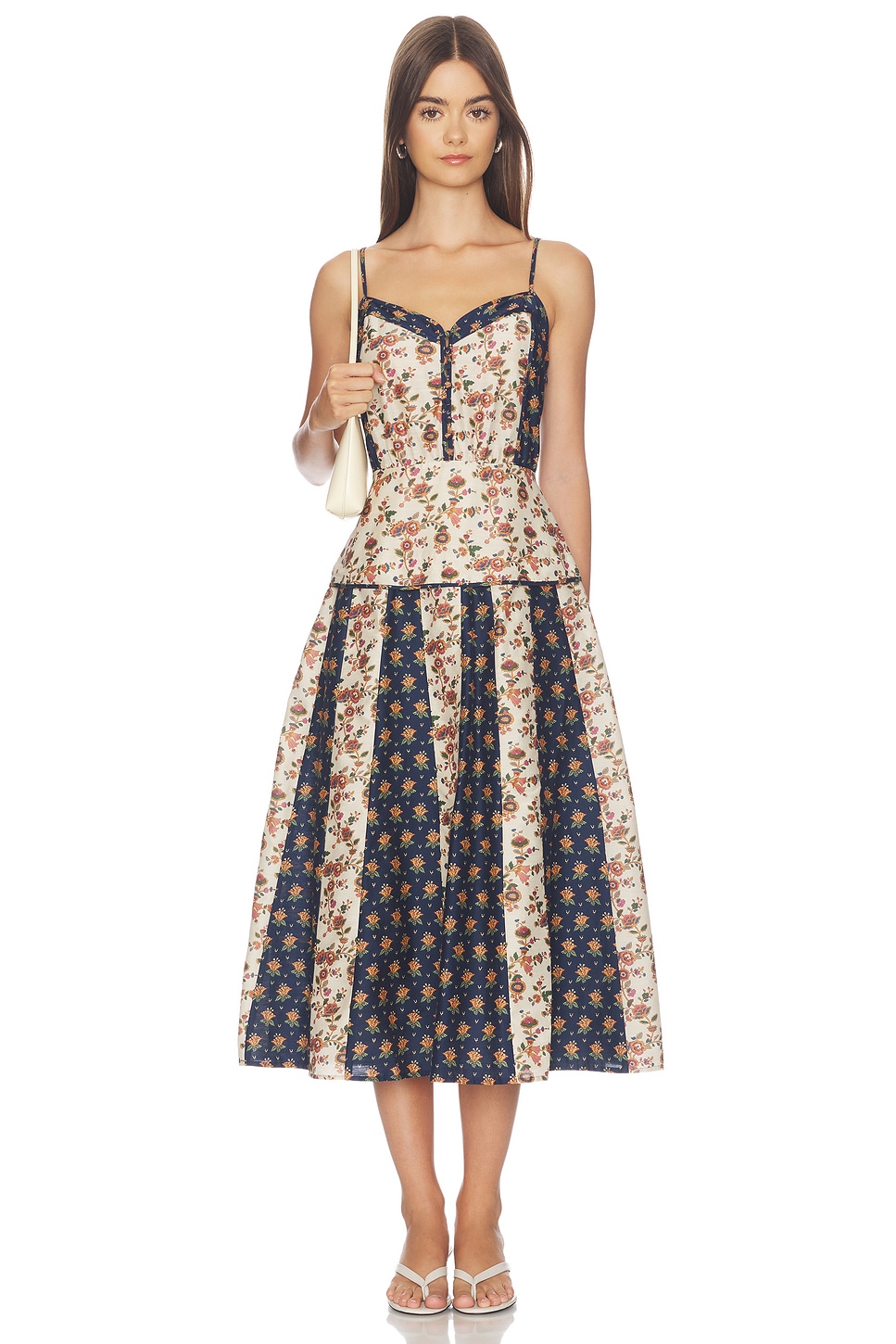 Cotton Silk V-neck Sleeveless A Line Dresses - thumbnail 2