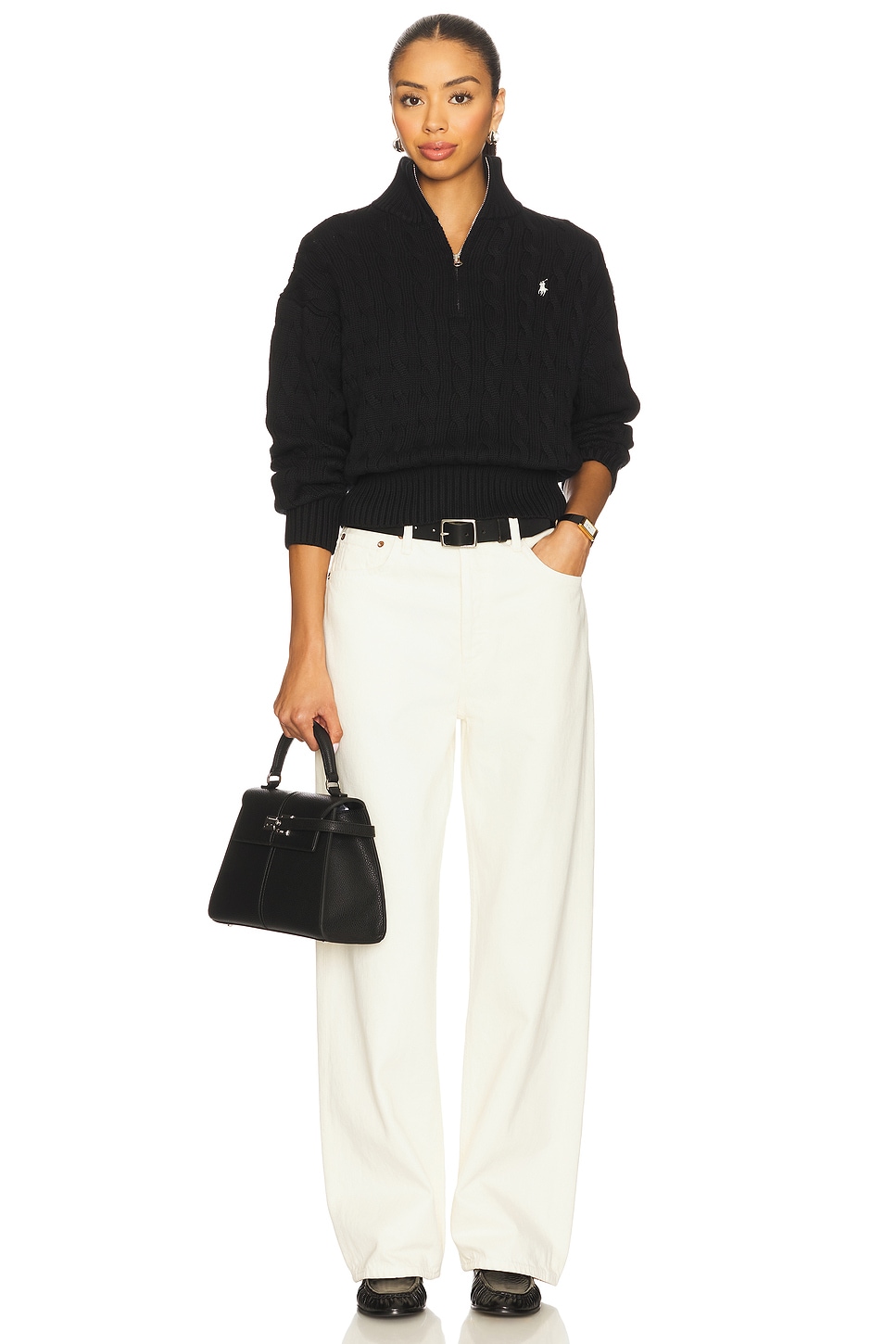 Polo Ralph Lauren Cable-Knit Cotton Quarter-Zip Sweater thumbnail