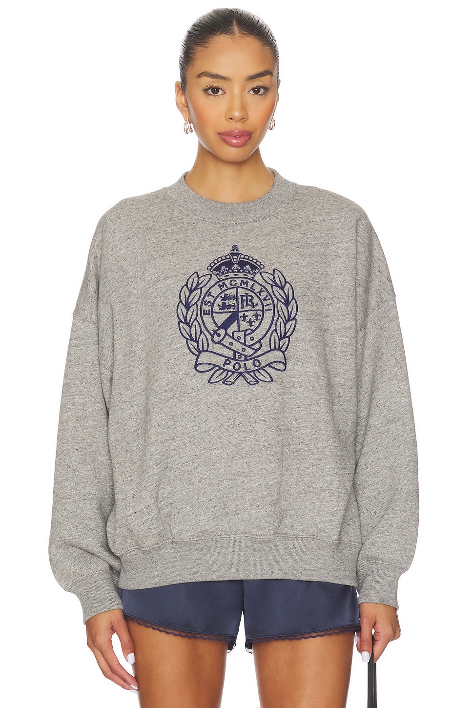 Embroidered Crest Fleece Crewneck