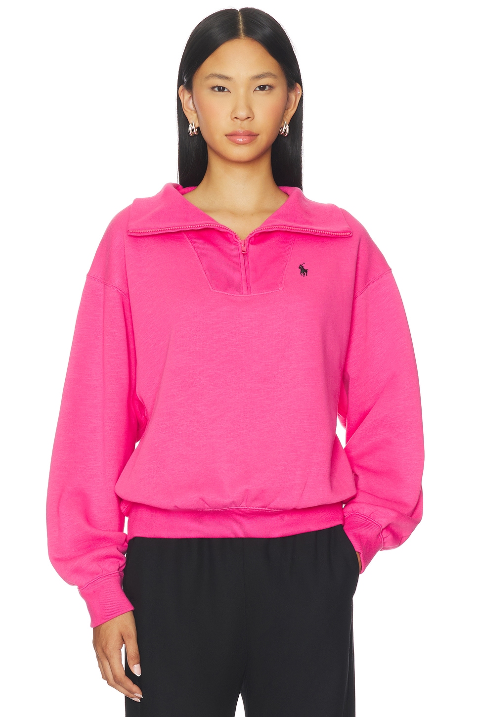 Polo Ralph Lauren Pink Pony Vintage Half Zip Sweatshirt